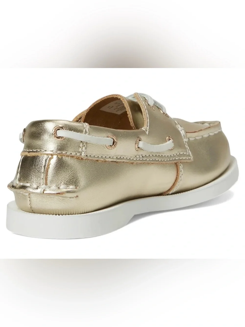 Sperry Kids Metallic Gold Boat Moccasins with White Soles
